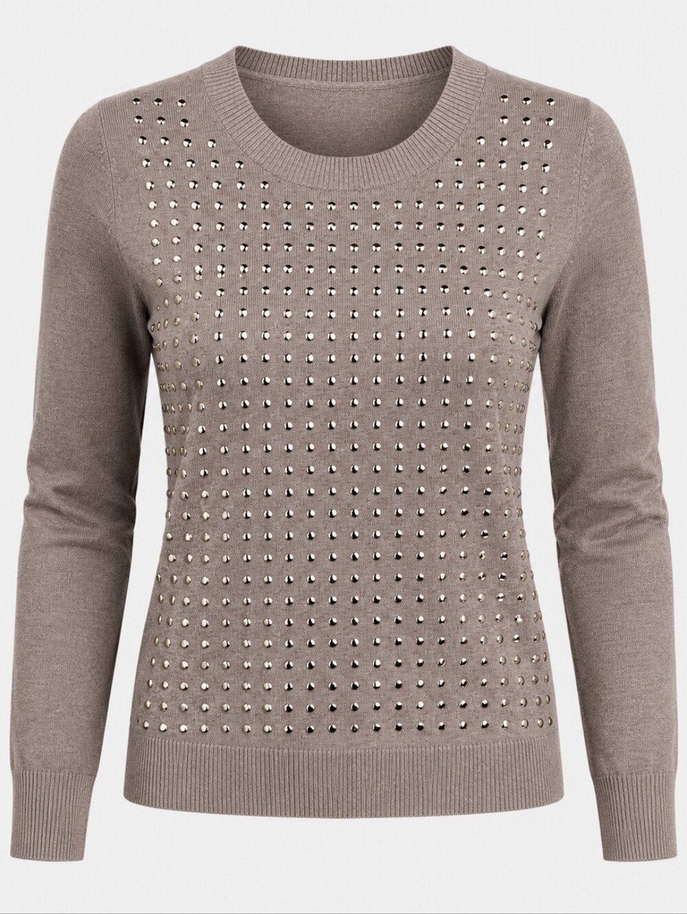 Crew Neck Gold Studded Knit Pullover Sweater Express Size S